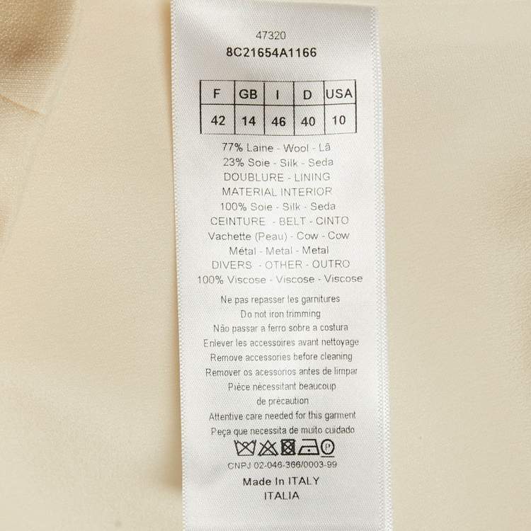 مملوكة مسبقًا Dior Ecru Wool Blend Tassel Detail Jacket & Dress Set L