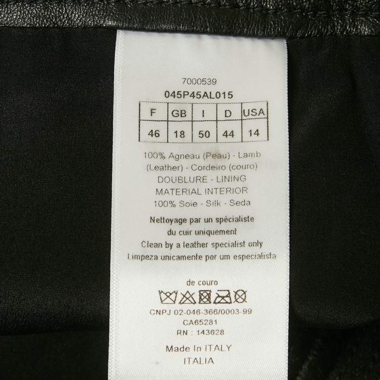 Pre Owned Christian Dior Black Leather Logo Detail Skorts XL