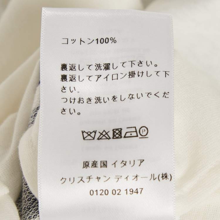 Pre Owned Christian Dior White Print Cotton Half Sleeve T-Shirt M