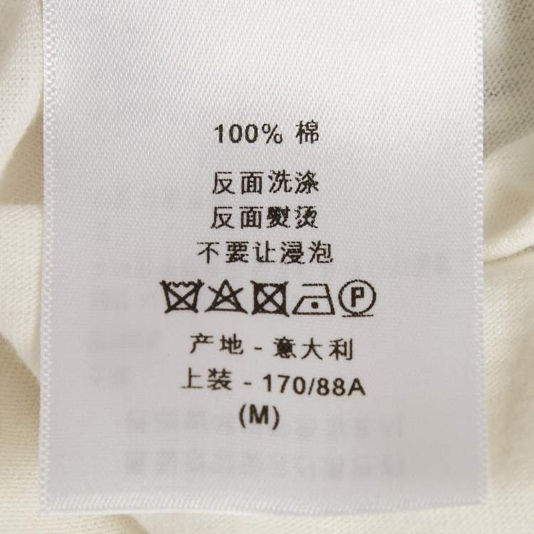 Pre Owned Christian Dior White Print Cotton Half Sleeve T-Shirt M