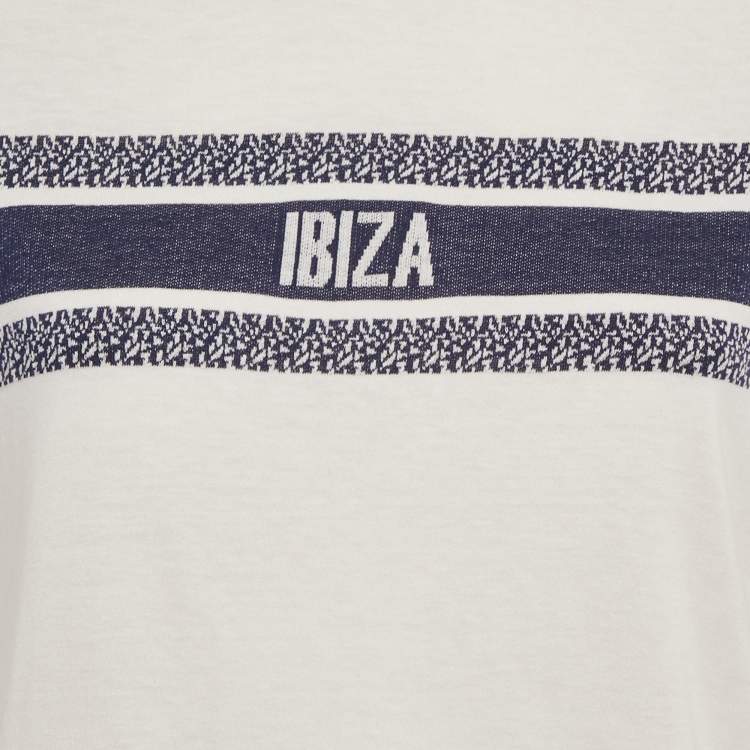 Pre Owned Christian Dior White Print Cotton Half Sleeve T-Shirt M