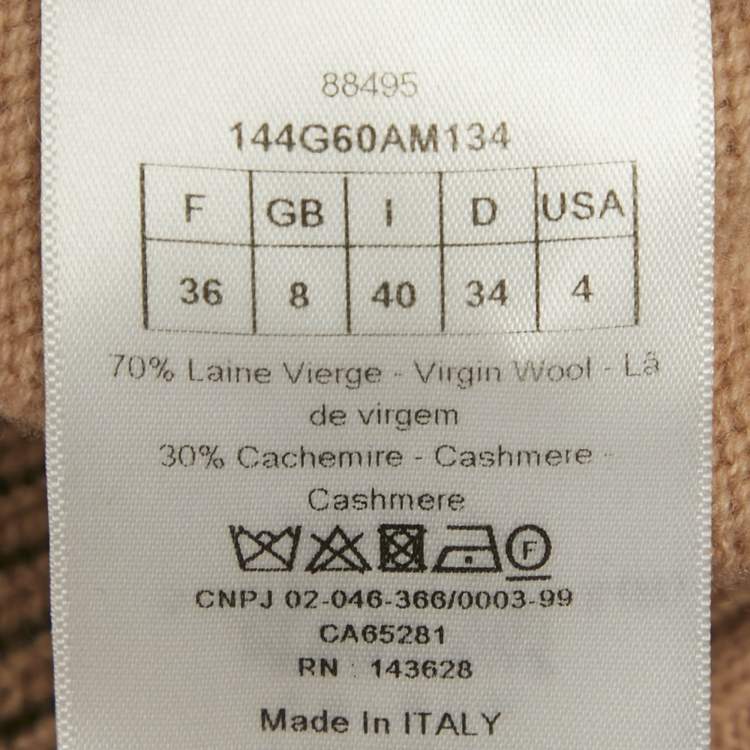 مملوكة مسبقًا كارديغان ديور صوف محبوك بشعار بيج س حاب مقاس صغير