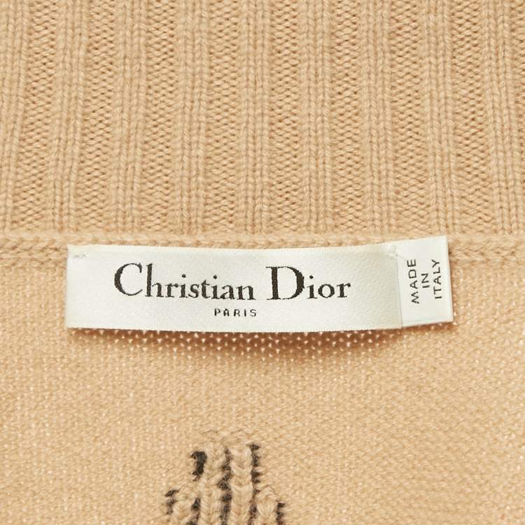 مملوكة مسبقًا كارديغان ديور صوف محبوك بشعار بيج سحاب مقاس صغير