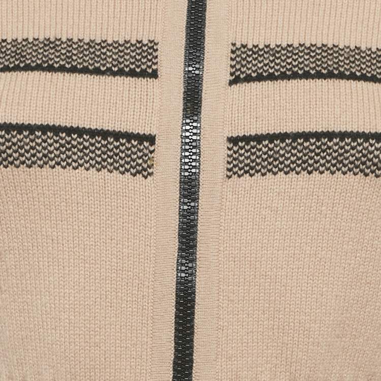 مملوكة مسبقًا كارديغان ديور صوف محبوك بشعار بيج سحاب مقاس صغير