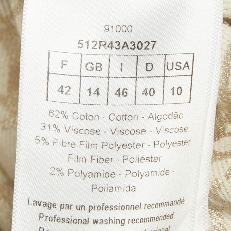 مملوكة مسبقًا Dior Beige /Gold CD Embroidered Cotton Blend Midi Dress M  