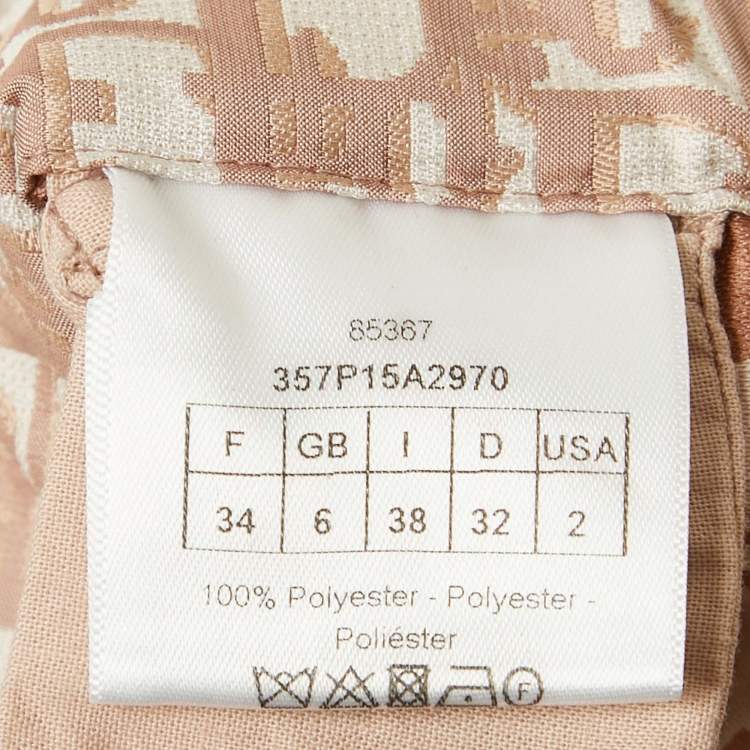 Pre Owned Christian Dior Beige Oblique Pattern Taffeta Skorts S