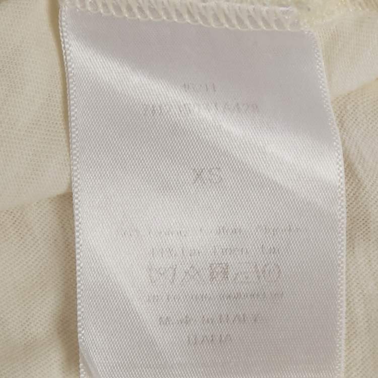 Pre Owned تي شيرت كريستيان ديور جيرسي مطبوع أبيض مائل بسحاب مقاس صغير - إكس سمول