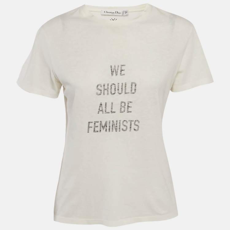 Pre Owned تي شيرت كريستيان ديور جيرسي مطبوع أبيض مائل بسحاب مقاس صغير - إكس سمول