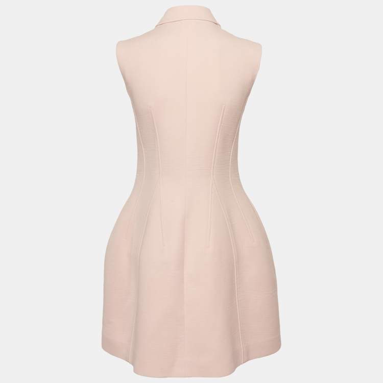 Pre Owned Christian Dior Pink Wool Sleeveless A-Line Dress S