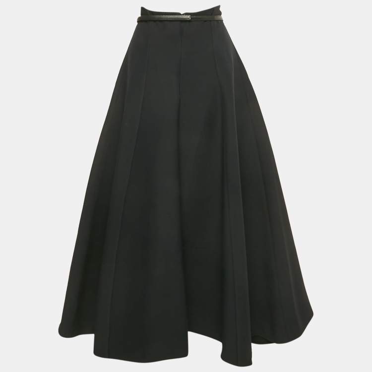 Pre Owned Christian Dior Black Wool Blend Midi Skirt XL
