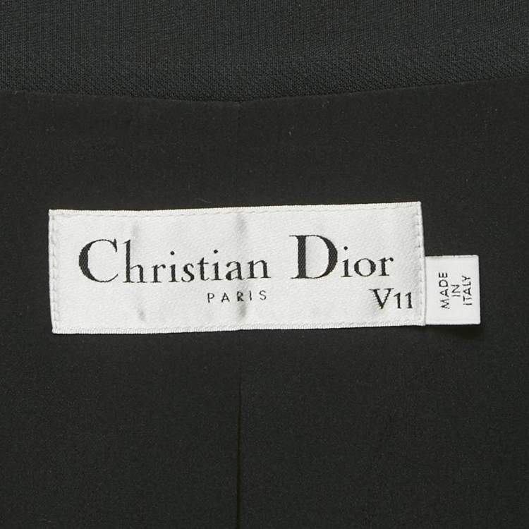 Pre Owned Christian Dior V11 Black Wool Double Breasted Crop Blazer L