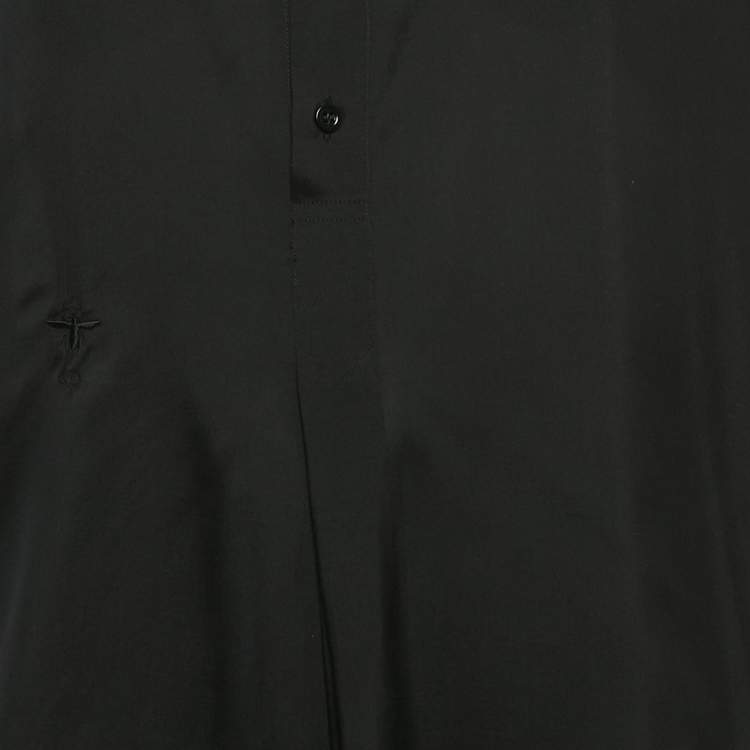 مملوكة مسبقًا تونيك كريستيان ديور حرير بأزرار من الأمام باللون الأسود مقاس متوسط - ميديون