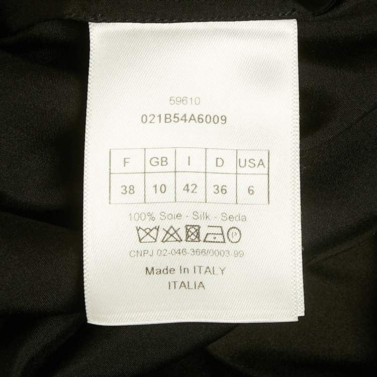 مملوكة مسبقًا تونيك كريستيان ديور حرير بأزرار من الأمام باللون الأسود مقاس متوسط - ميديون