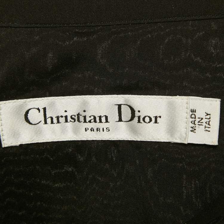 مملوكة مسبقًا تونيك كريستيان ديور حرير بأزرار من الأمام باللون الأسود مقاس متوسط - ميديون