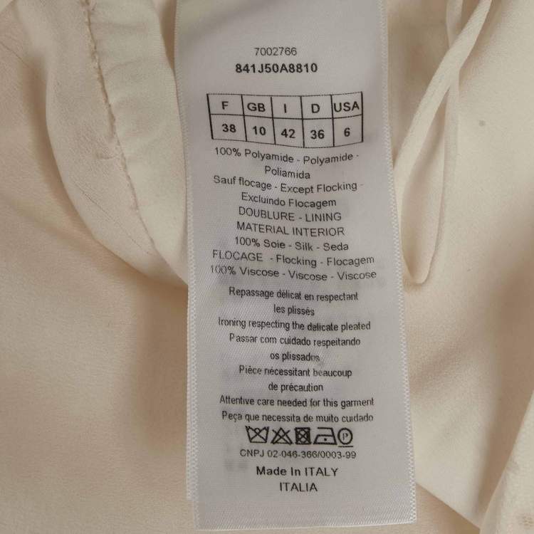 Pre Owned Christian Dior White Plumetis Tulle Midi Skirt M