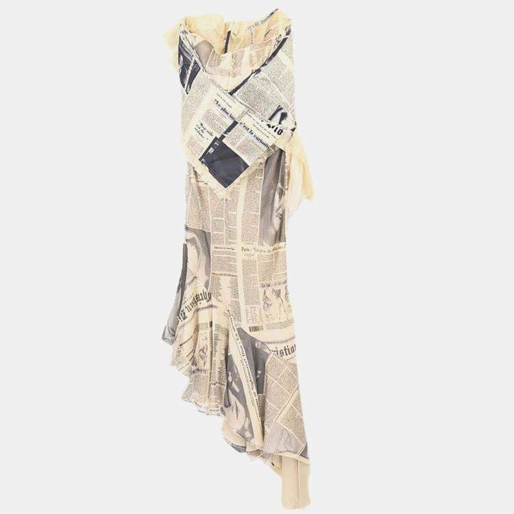 Pre Owned فستان كريستيان ديور جريدة أبيض FR ٣٨