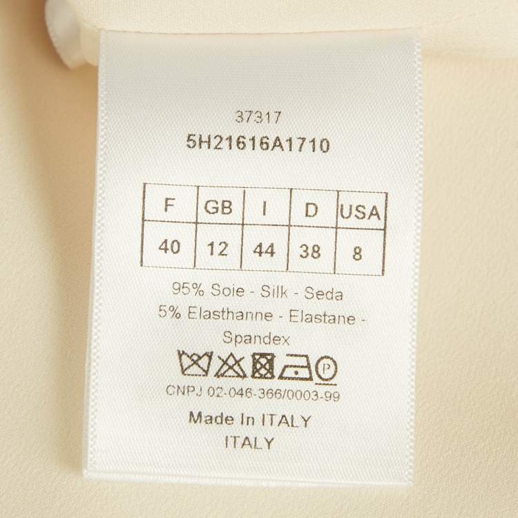 Pre Owned Christian Dior Beige Silk Asymmetric Shift Dress M