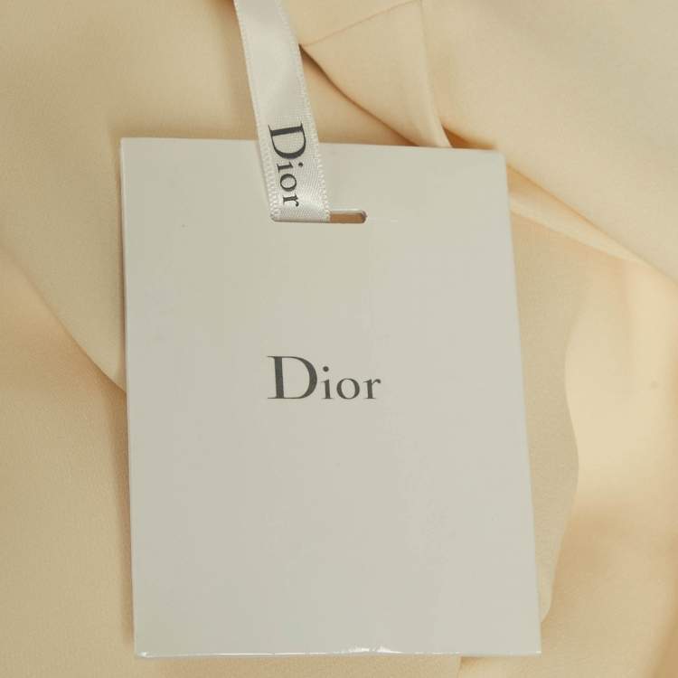 Pre Owned Christian Dior Beige Silk Asymmetric Shift Dress M