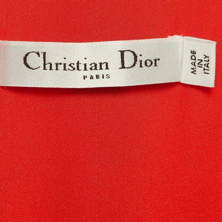 مملوكة مسبقًا Christian Dior Orange Silk Asymmetric Short Dress M
