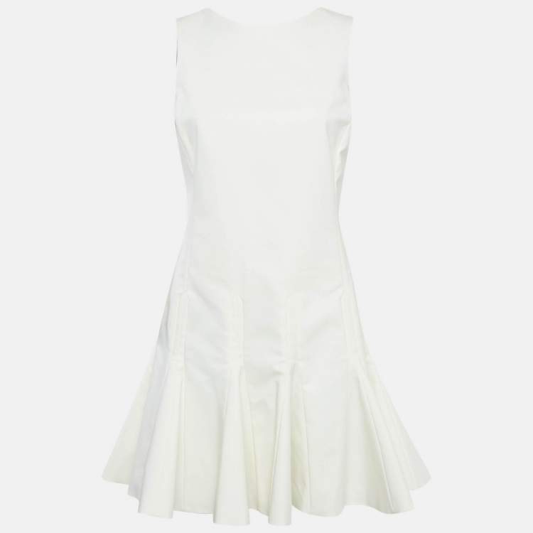 مملوكة مسبقًا Christian Dior White Cotton Flared Mini Dress M