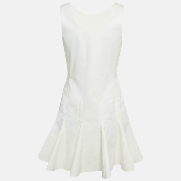 مملوكة مسبقًا Christian Dior White Cotton Flared Mini Dress M