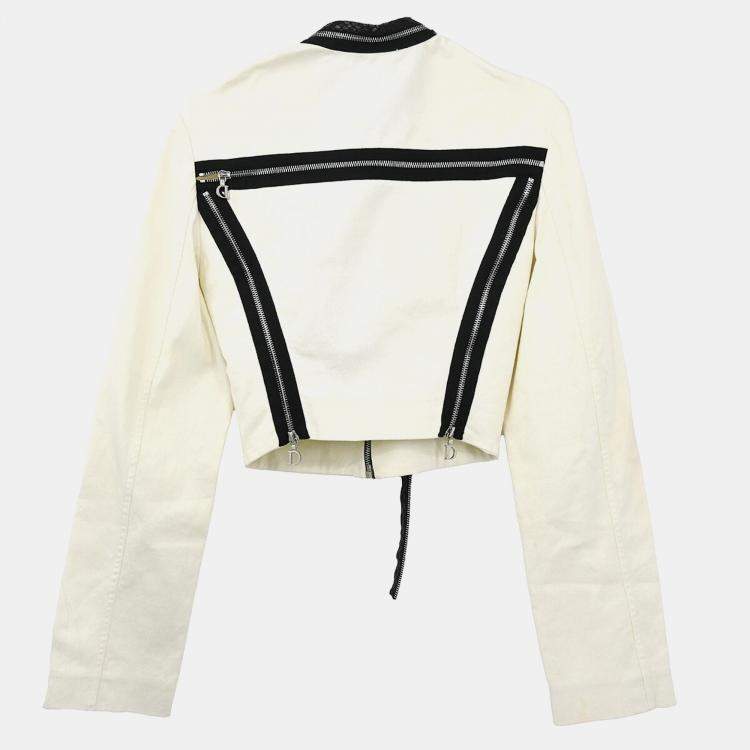 Pre Owned Christian Dior Zip Up Jacket White M