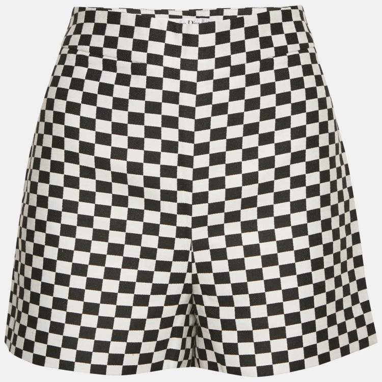 Pre Owned Christian Dior Black Checked Cotton Blend Shorts M