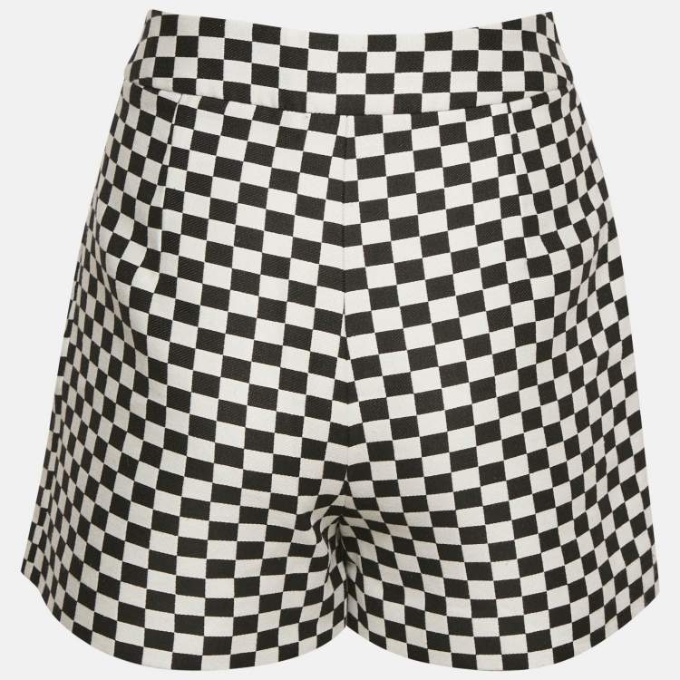 Pre Owned Christian Dior Black Checked Cotton Blend Shorts M