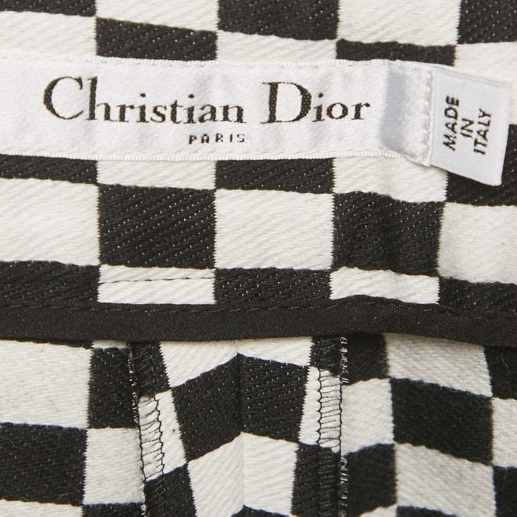 Pre Owned Christian Dior Black Checked Cotton Blend Shorts M