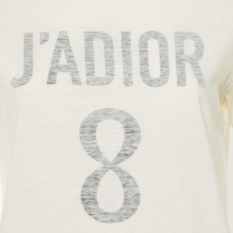 Pre Owned Dior Ivory J'adior 8 Cotton & Linen Crew Neck T-Shirt M