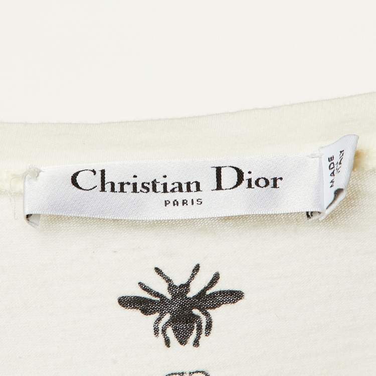 Pre Owned Dior Ivory J'adior 8 Cotton & Linen Crew Neck T-Shirt M