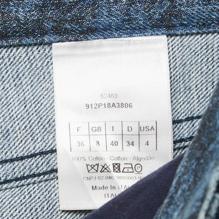 Pre Owned Dior Blue Toile Print Denim Capri S/Waist 27"