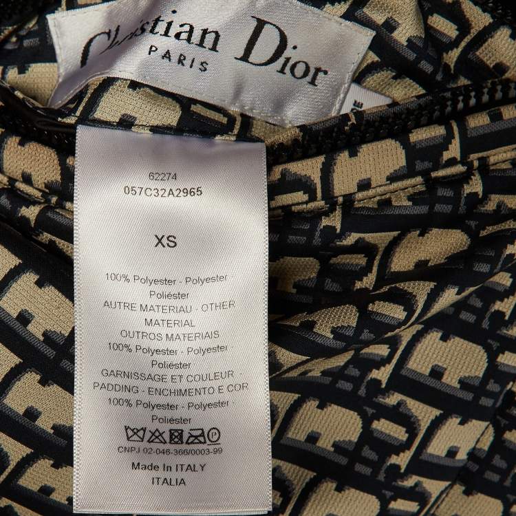 Pre Owned Christian Dior Navy Blue Oblique Synthetic Reversible Puffer Vest Jacket XS