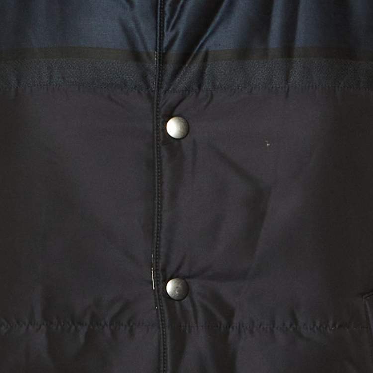 Pre Owned Christian Dior Navy Blue Oblique Synthetic Reversible Puffer Vest Jacket XS