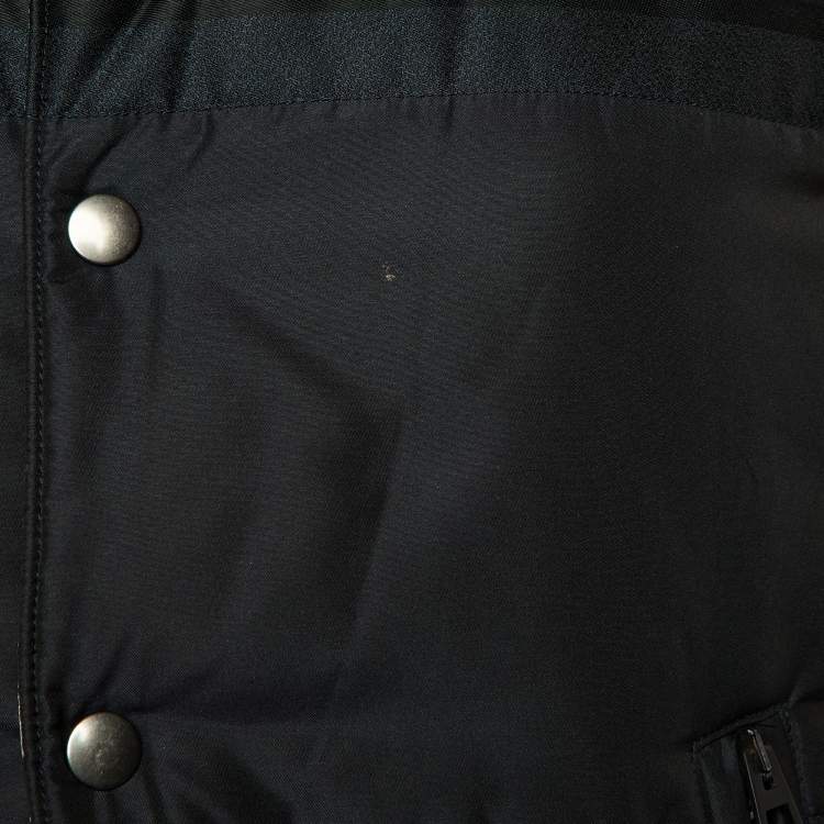 Pre Owned Christian Dior Navy Blue Oblique Synthetic Reversible Puffer Vest Jacket XS