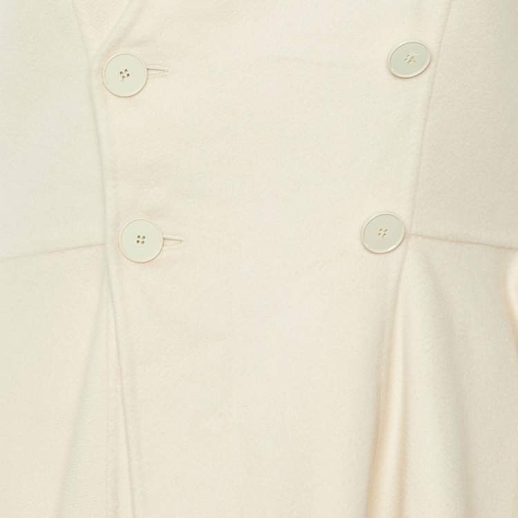 مملوكة مسبقًا Christian Dior Cream Cashmere Double Breasted Mini Dress L