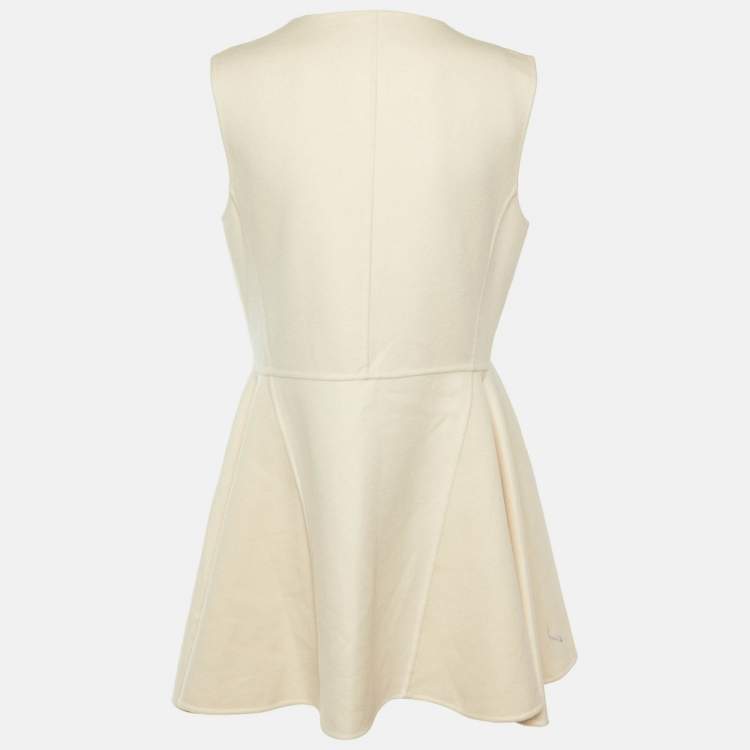 مملوكة مسبقًا Christian Dior Cream Cashmere Double Breasted Mini Dress L