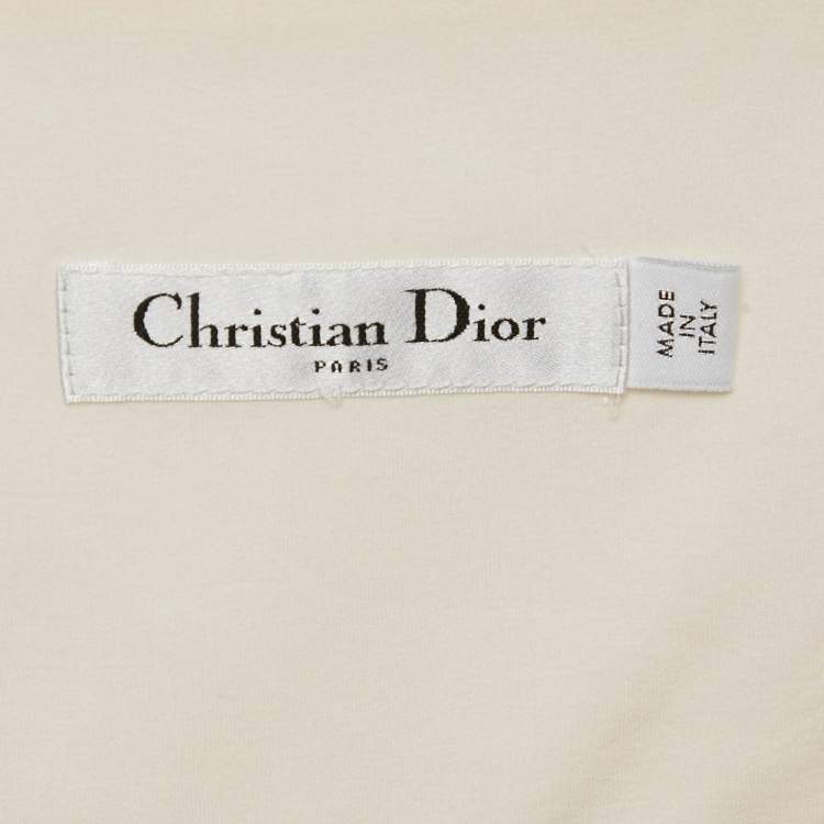 Pre Owned Christian Dior Off-White Tulle Pleated Midi Skirt S