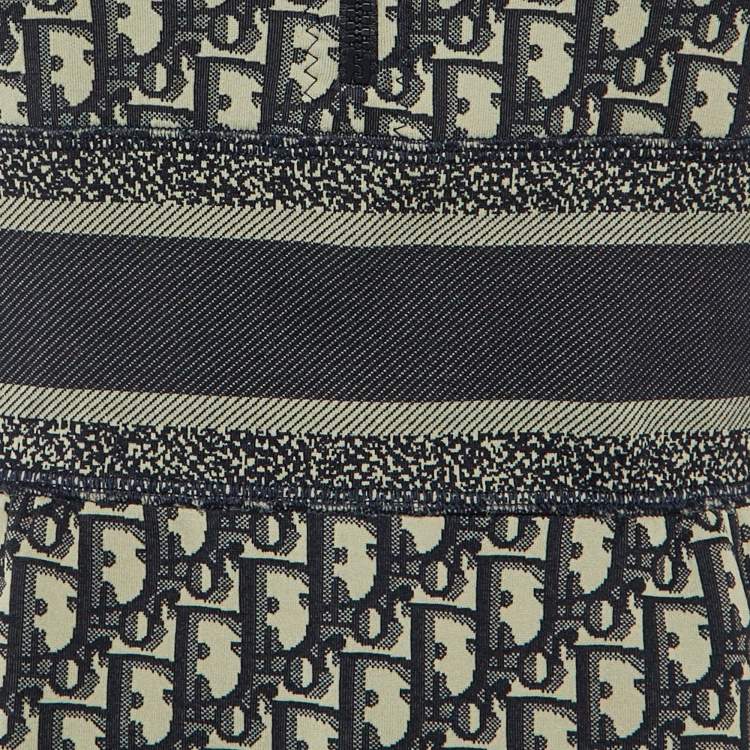 Pre Owned Christian Dior Navy Blue Oblique Jersey Mini Dress S 