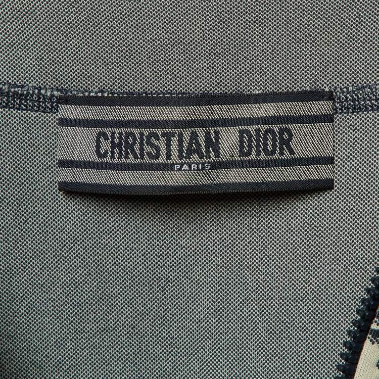Pre Owned Christian Dior Navy Blue Oblique Jersey Mini Dress S 