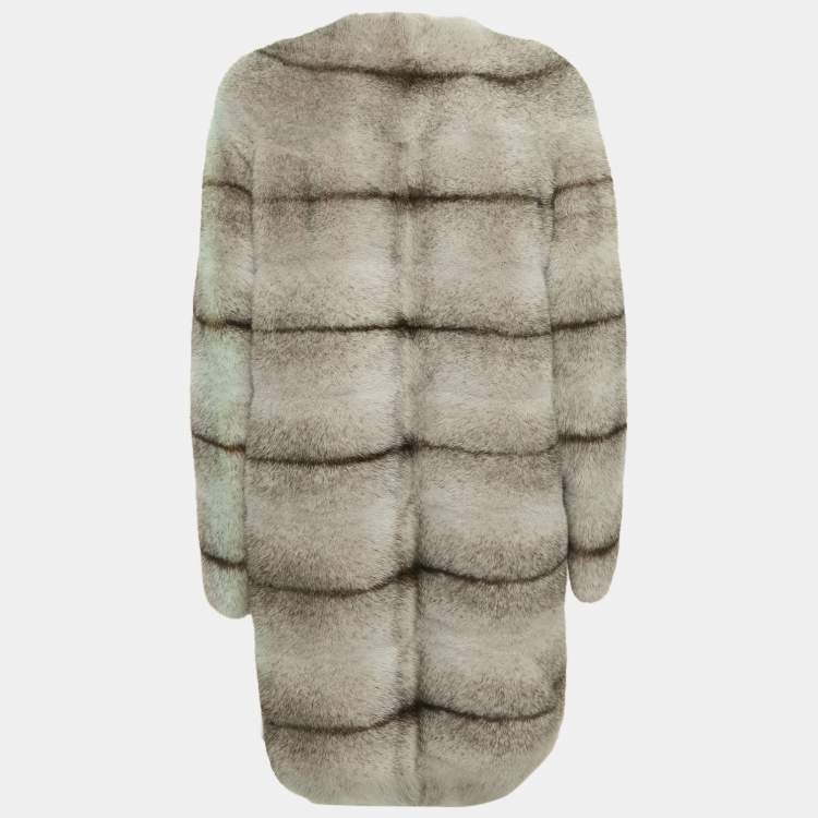 مملوكة مسبقًا جاكيت فرو منك رمادي كريستيان ديور مقاس كبير (لارج)