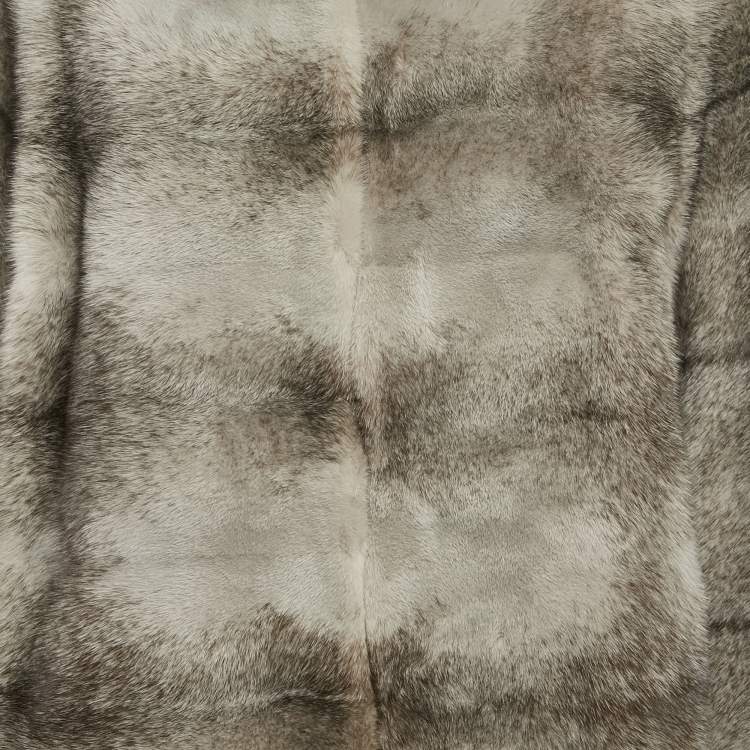 مملوكة مسبقًا جاكيت فرو منك رمادي كريستيان ديور مقاس كبير (لارج)