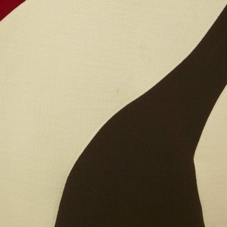 Pre Owned فستان كريستيان ديور صوف كريمي/أحمر غير متماثل مقاس صغير (سمول)