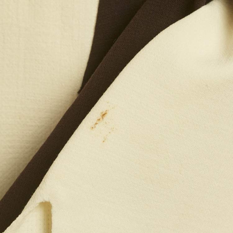 Pre Owned فستان كريستيان ديور صوف كريمي/أحمر غير متماثل مقاس صغير (سمول)