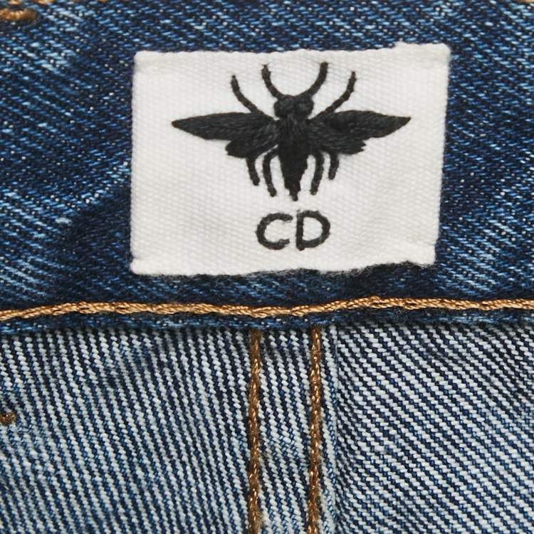 Pre Owned Christian Dior Blue Stone Washed Denim Regular Fit Jeans M