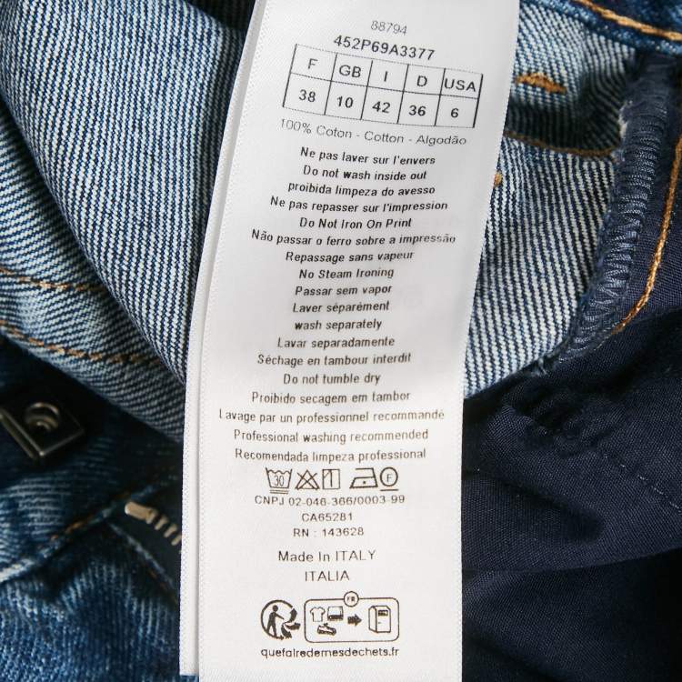 Pre Owned Christian Dior Blue Stone Washed Denim Regular Fit Jeans M