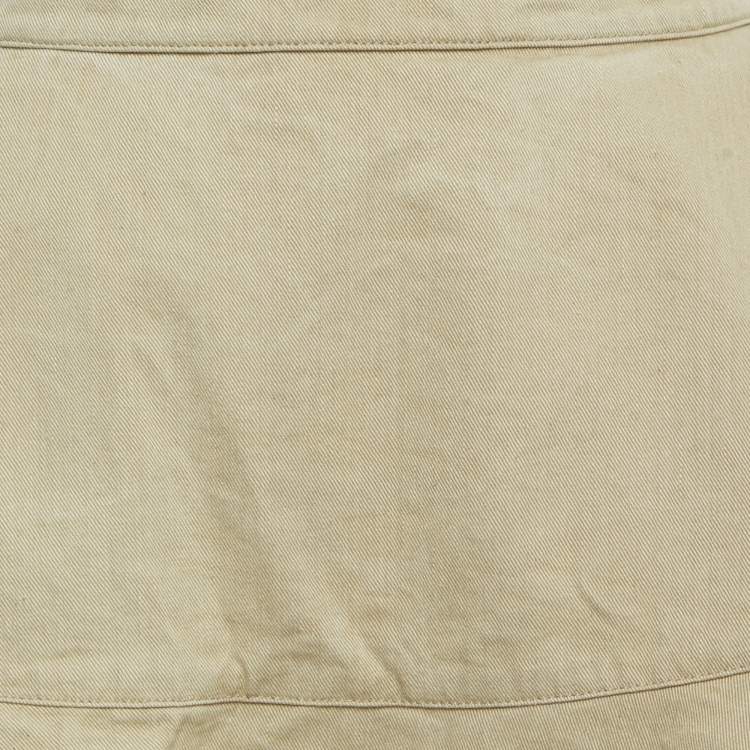 Pre Owned Christian Dior Beige Cotton Canvas Flared Mini Skirt M