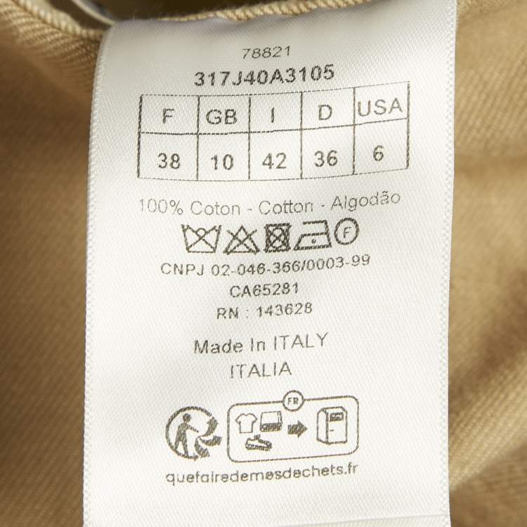 Pre Owned Christian Dior Beige Cotton Canvas Flared Mini Skirt M