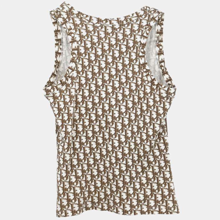 Pre Owned Christian Dior Trotter Sleeveless Tank Top Brown S