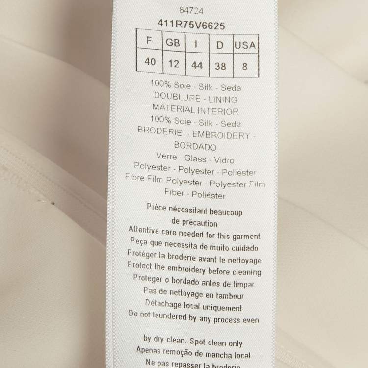 Pre Owned Christian Dior Beaded Silk Pleated Midi Dress M